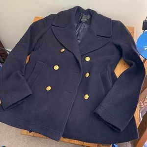 J.Crew wool peacoat stadium cloth by Nello Gori size 10 tall navy